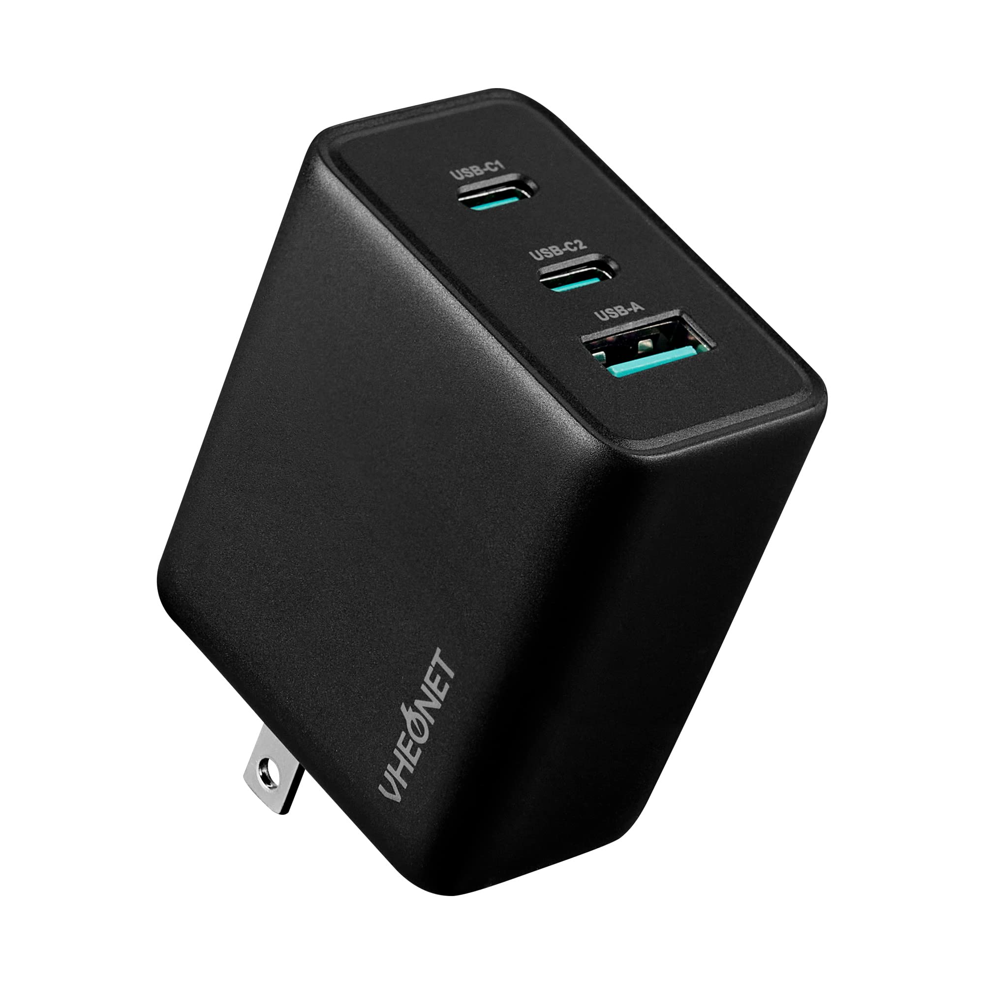 65W GaN USB C Fast Charger 3-Port PD 3.0 PPS Wall Charger - Compact Foldable Adapter for iPhone 13/12/11 Pro Max, MacBook Pro/Air, iPad Pro, Galaxy S21/S20, Pixel, OnePlus, Nintendo Switch - Perfect for Travel, Office & Home Use