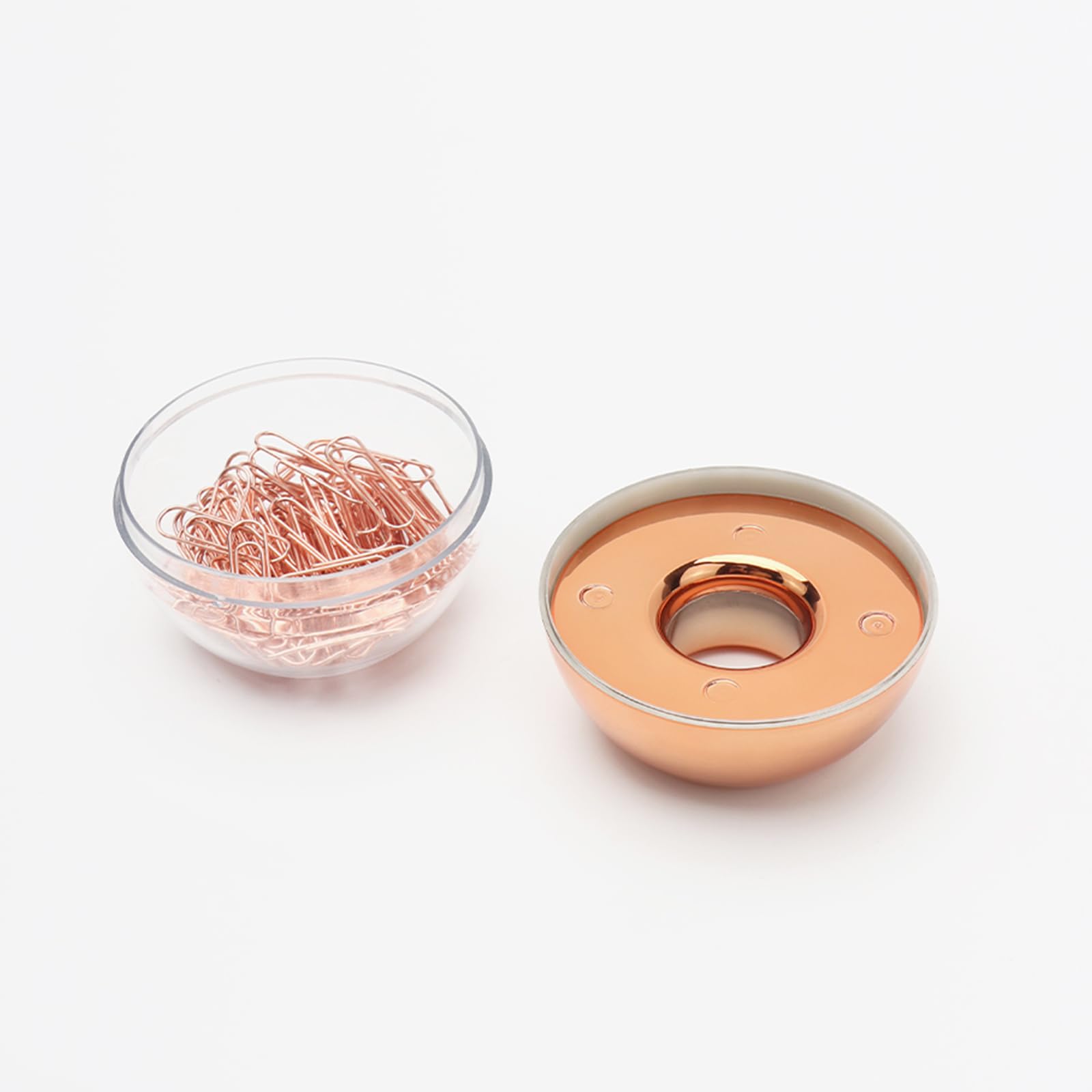 Rose Gold Magnetic Paper Clip Holder with 100pcs Paper Clips - Desk Organizer for Office, School & Home - Perfect Gift Idea for Stationery Lovers (Use for Bills, Notes & Document Organization)