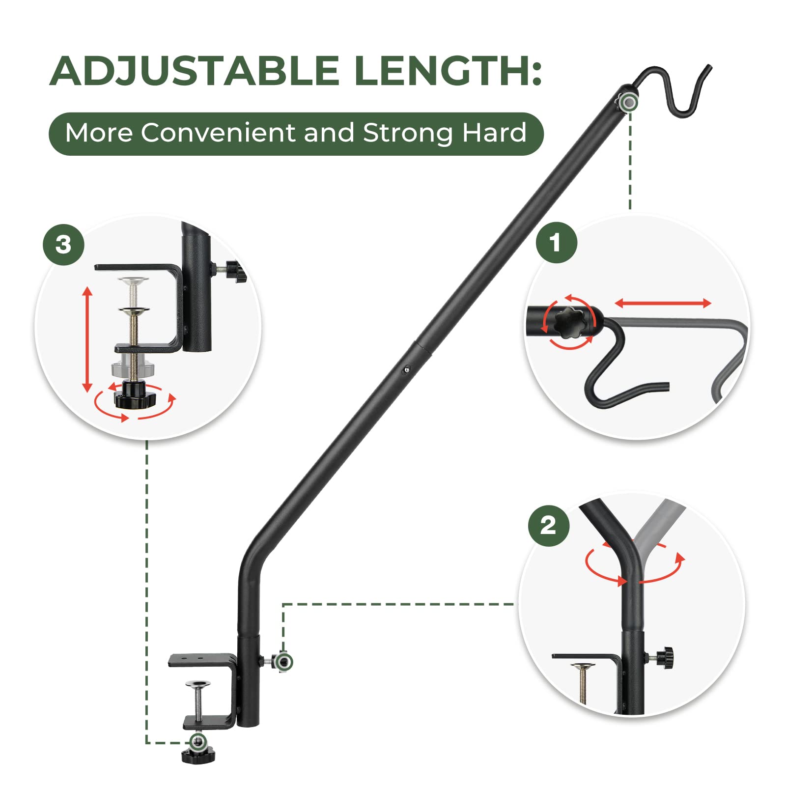 Kingsyard Heavy Duty Deck Railing Hooks - Durable Glass Hummingbird Feeder for Outdoor Gardens, Patios & Decks - Attract Hummingbirds to Your Backyard