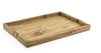 Rustic Wood Serving Tray Set of 4 - Natural Wooden Charcuterie Board 19x13 Inches - Perfect for Cheese, Charcuterie, Breakfast in Bed & Home Decor