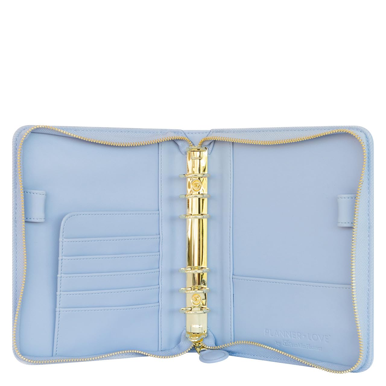 FranklinCovey Compact Cornflower Blue Simulated Leather Zipper Planner - Floral Folklore Design, Daily Organizer for Work, School & Personal Productivity