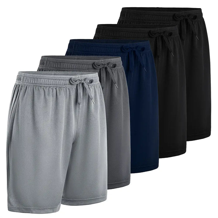5 Pack Men's Quick Dry Athletic Shorts with Side Pockets - Lightweight Workout Running Gym Basketball Sports Shorts for Men