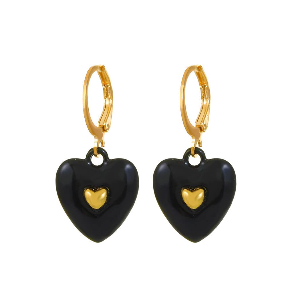 European & American Micro-Encrusted Zircon Enamel Drop Earrings - Fashion Light Luxury Peach Heart Design Leather Earrings D913 | Perfect for Date Night, Wedding & Party Accessories