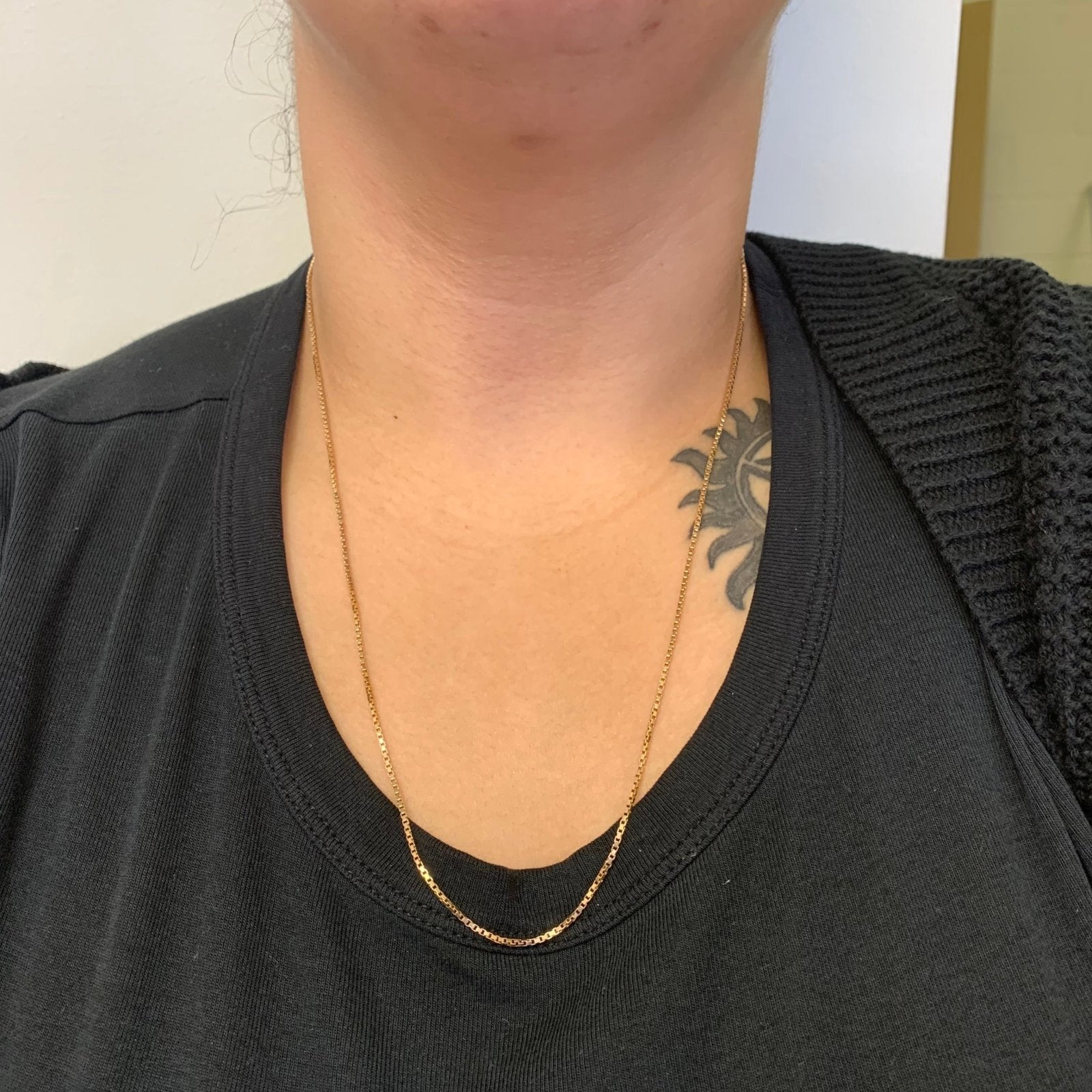 10K Yellow Gold Box Chain Necklace for Women - 24 Inch Solid Gold Box Link Chain - Perfect for Layering, Gifting & Everyday Wear
