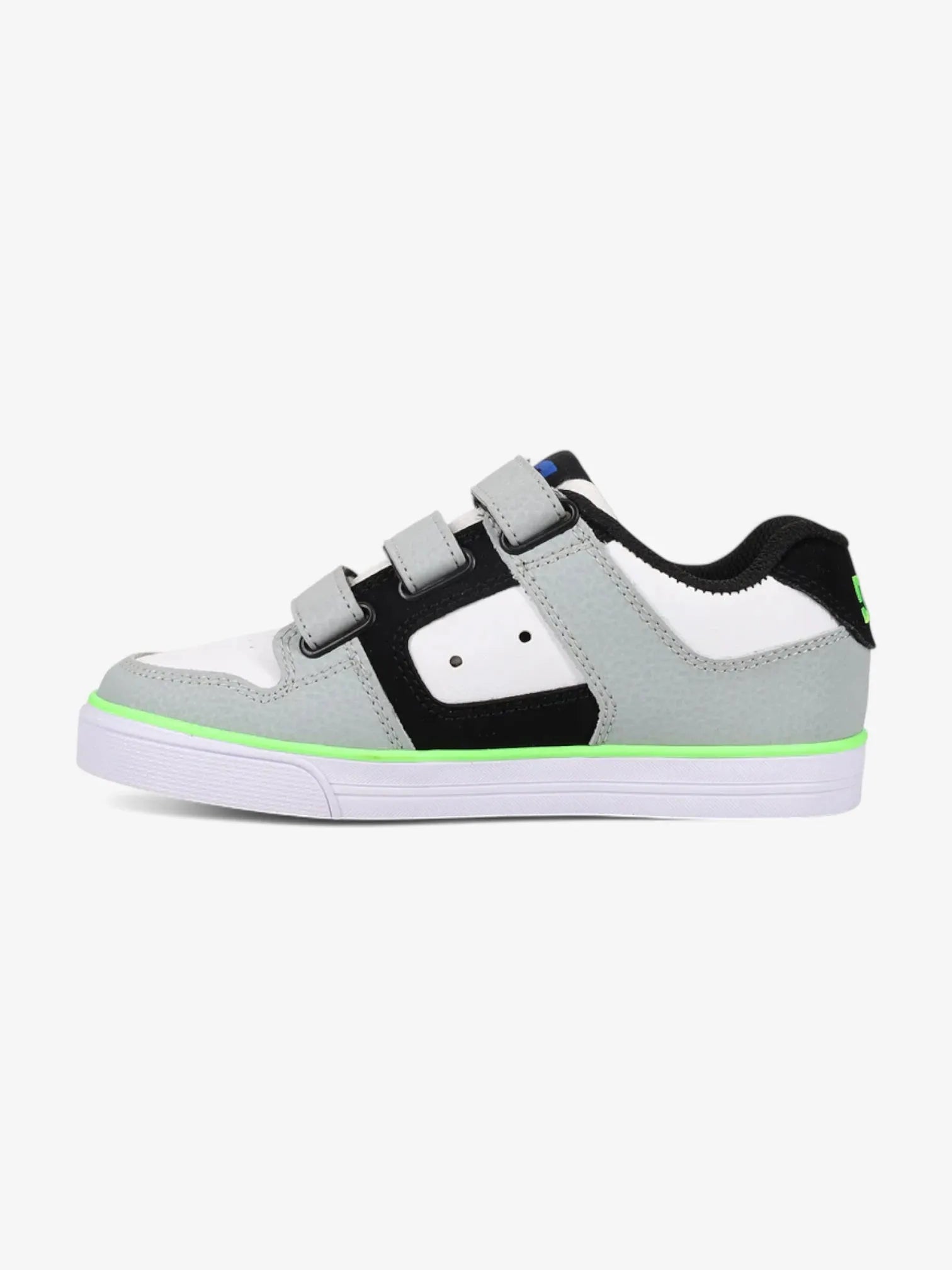 DC Pure V Kids' Sneakers - Gray, Black & Blue | Skate Shoes for Boys & Girls | Perfect for Skateboarding & Casual Wear