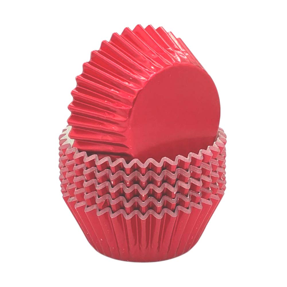 Bright Red Foil Cupcake Liners - Standard Size Baking Cups for Parties, Weddings & Events (120 Count) - Perfect for Birthday Cakes, Baby Showers & Holiday Desserts