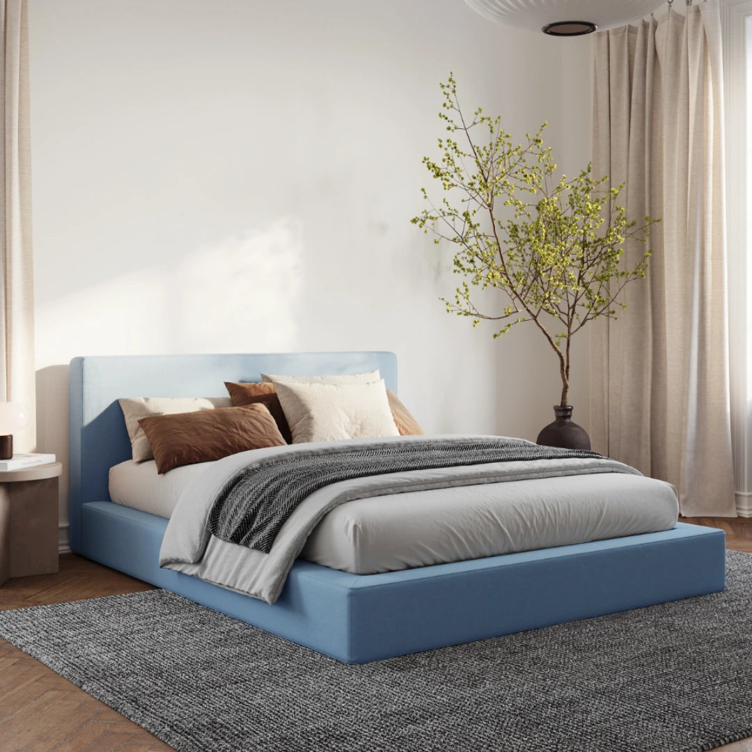 Premium Queen Size Bed Frame with Upholstered Headboard - Sturdy Metal Platform Bed for Bedroom, Guest Room & Dorm | Easy Assembly & Modern Design