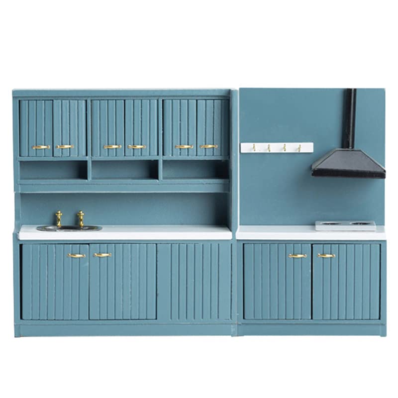 1:12 Scale Dollhouse Miniature Kitchen Furniture Set - Wooden Cupboard, Worktop Counter Accessories for Realistic Miniature Displays & DIY Dollhouse Scenes