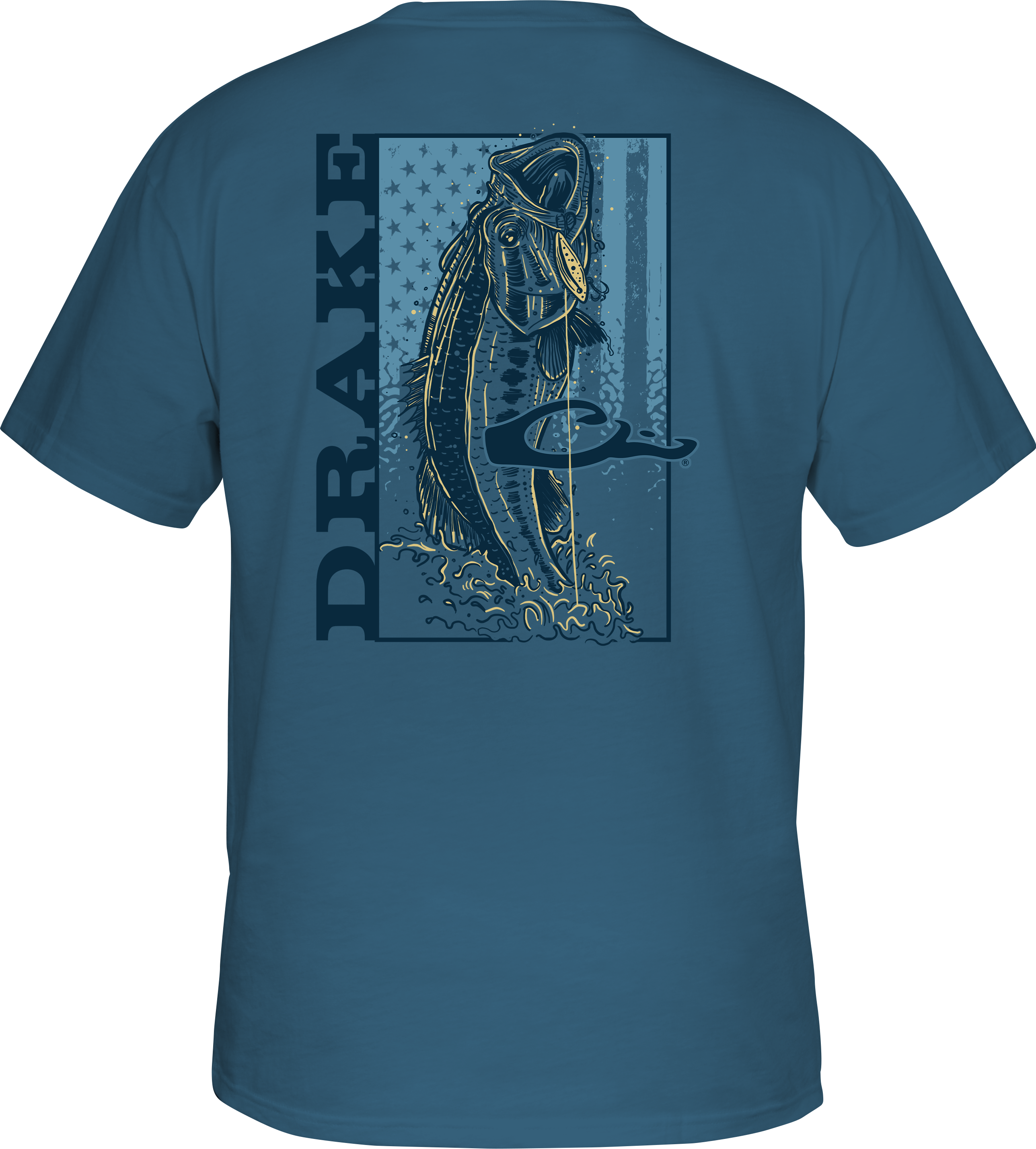 Bass Fishing Flag Graphic T-Shirt for Men - Comfortable Cotton Tee for Outdoor Fishing & Casual Wear