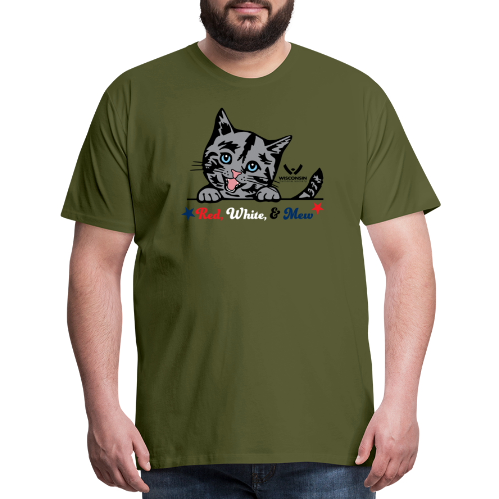 Red White & Mew Classic Premium T-Shirt - Soft Cotton Casual Tee for Men & Women - Perfect for Everyday Wear, Gifts & Cat Lovers