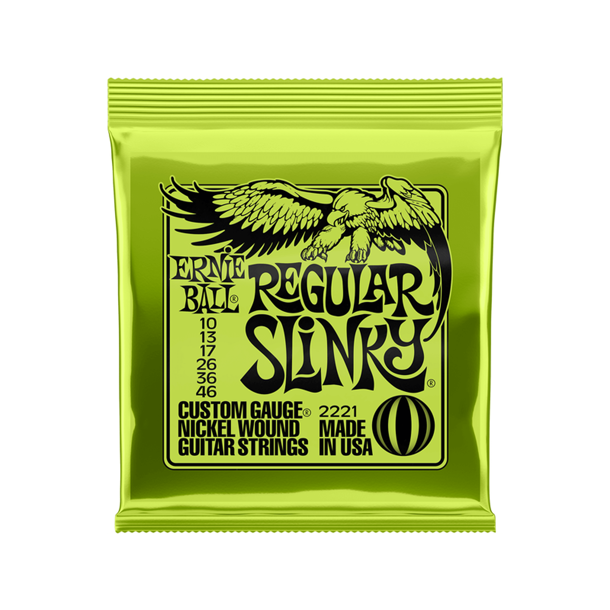 Ernie Ball Regular Slinky Electric Guitar Strings 10-46 Gauge - Perfect for Rock, Blues & Metal Performances & Studio Recording