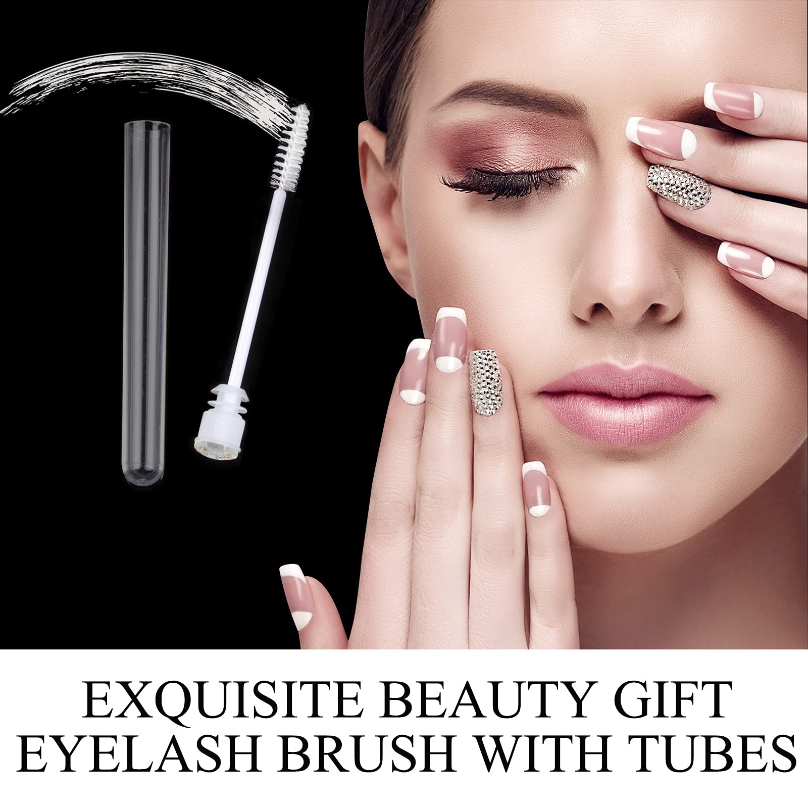 20pcs Eyelash Brushes - Professional Lash Wand Makeup Tools for Eyelash Extensions, Cleaning & Mascara Application - Diamond Star White Design - Perfect for Salon, Home Use & Travel Makeup Kit