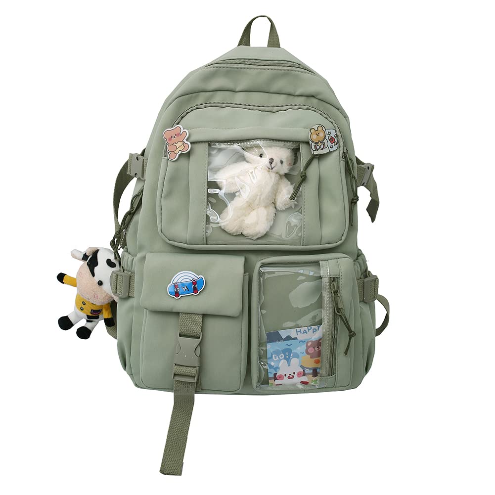 Cute Kawaii Backpack with Pins & Accessories - Japanese Style School Bag for Girls, Aesthetic Bookbag for College, Travel & Daily Use