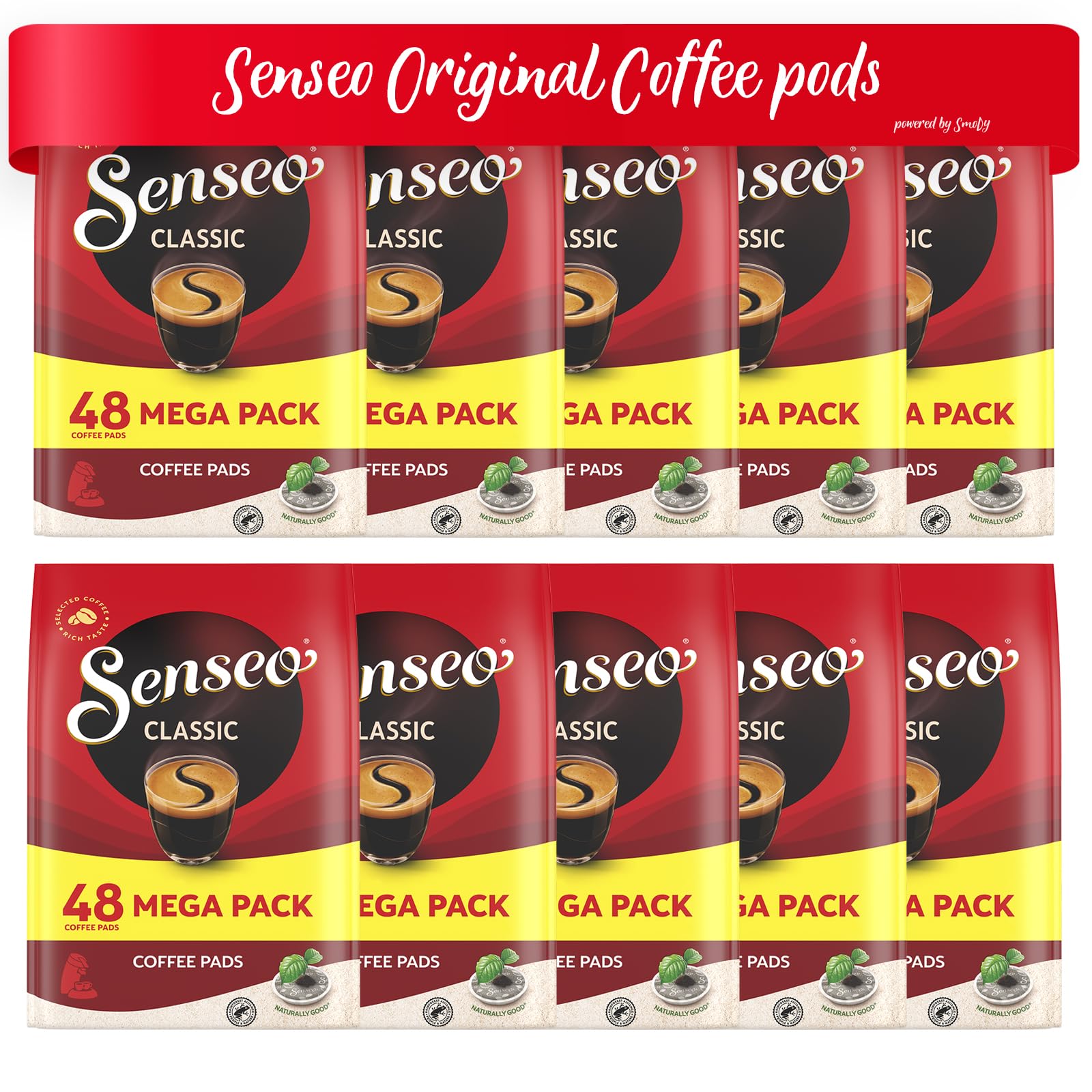 SENSEO Classic Coffee Pods 10-Pack (480 Pads) - Rich & Intense Flavor for Single-Serve Coffee Makers | Perfect for Home, Office, or Quick Morning Brews