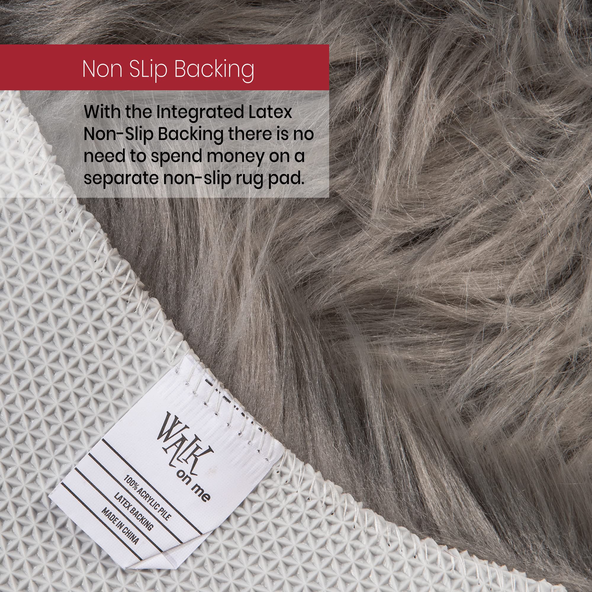 6x9 Feet Gray Faux Fur Rug - Ultra Soft Fluffy Sheepskin Area Rug for Living Room, Bedroom, Nursery | Non-Slip Backing & Machine Washable | Cozy Home Decor Accent for Kids Room, Dorm, Office