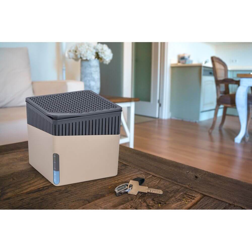 500g Refillable Dehumidifier Cube - Moisture Absorber for Closet, Bathroom & Basement | Beige Reusable Air Dryer for Home, RV & Storage Spaces