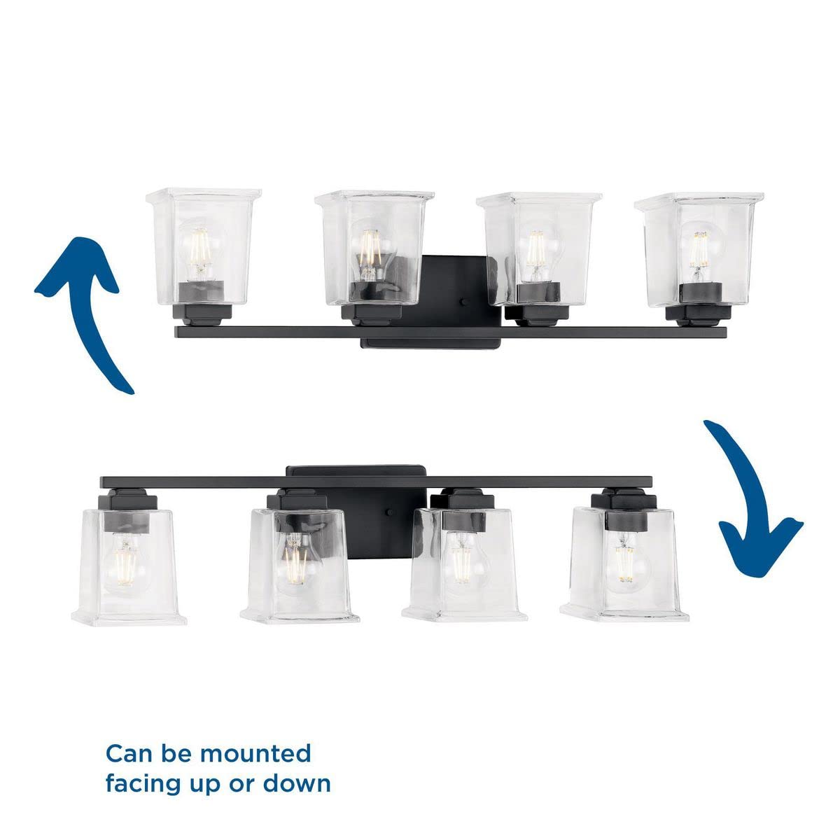Progress Lighting Gilmour Collection 27-7/8 Inch 4-Light Matte Black Chandelier with Clear Glass Shades - Perfect for Dining Room, Bedroom, or Entryway Lighting