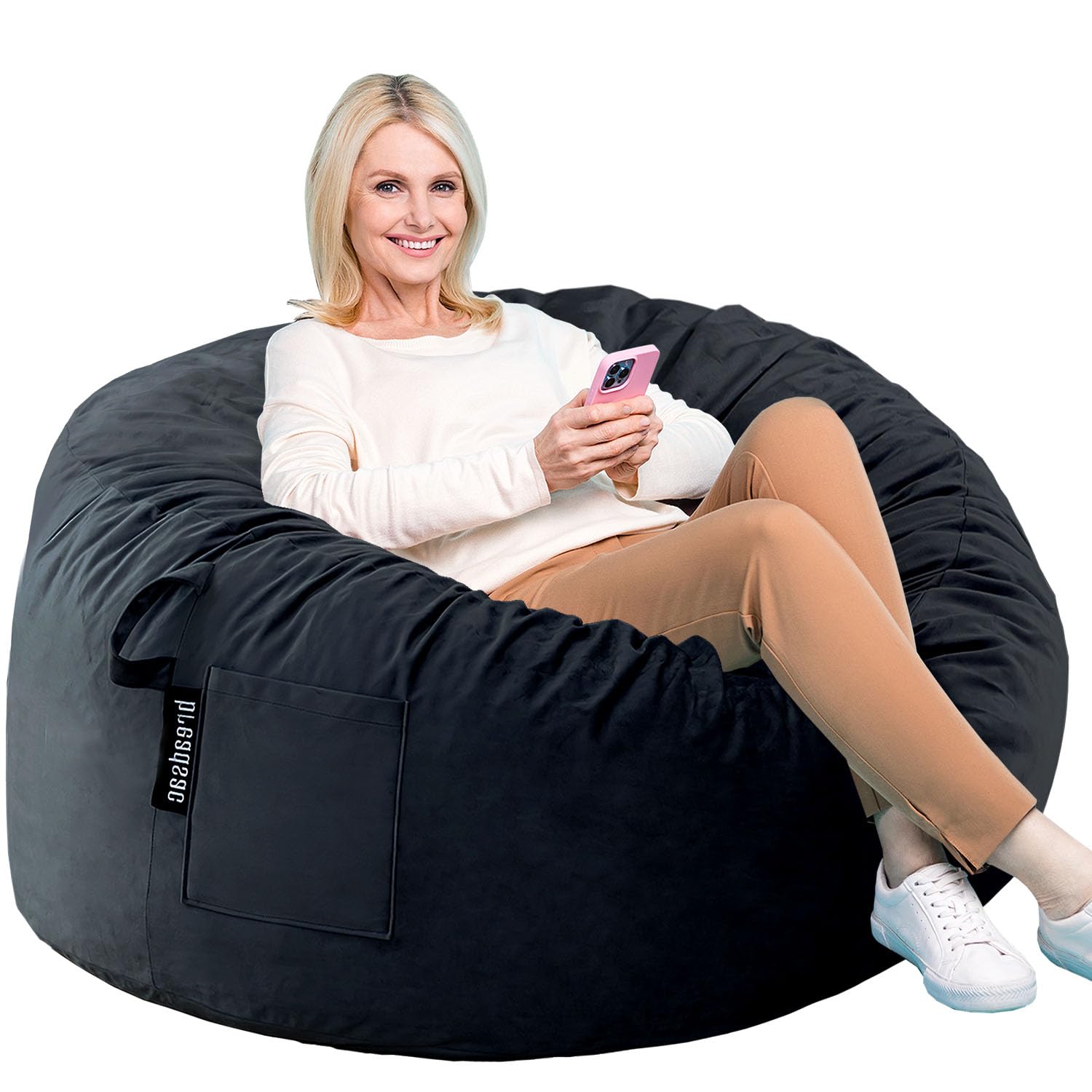 Premium Memory Foam Bean Bag Chair for Adults, Teens & Kids - Soft Velvet Lazy Sofa with Removable High-Rebound Cushion - Perfect for Living Room, Bedroom, College Dorm & Game Room Relaxation