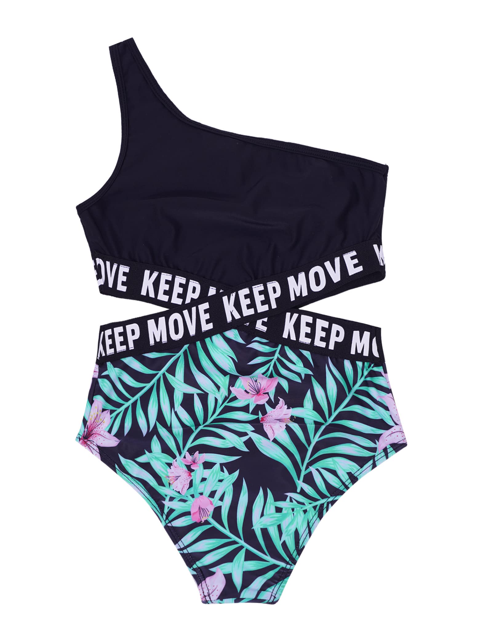 Girls One Shoulder Cutout Monokini Swimsuits - Athletic One Piece Bathing Suits for Kids - Perfect for Pool Parties, Beach Vacations & Swim Lessons