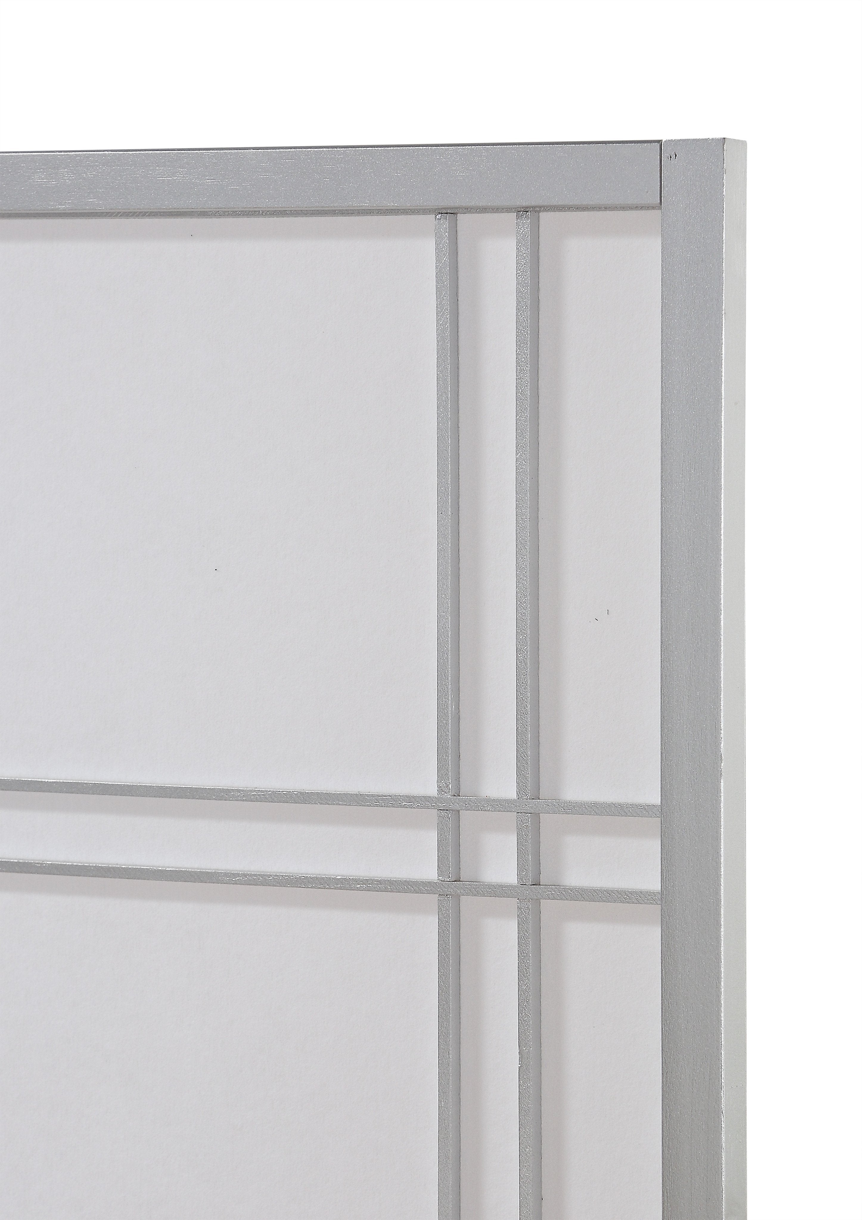 Roundhill Furniture Seto 4-Panel Room Divider Screen - Silver Metal Folding Partition for Home Office, Living Room, Bedroom Privacy & Space Division