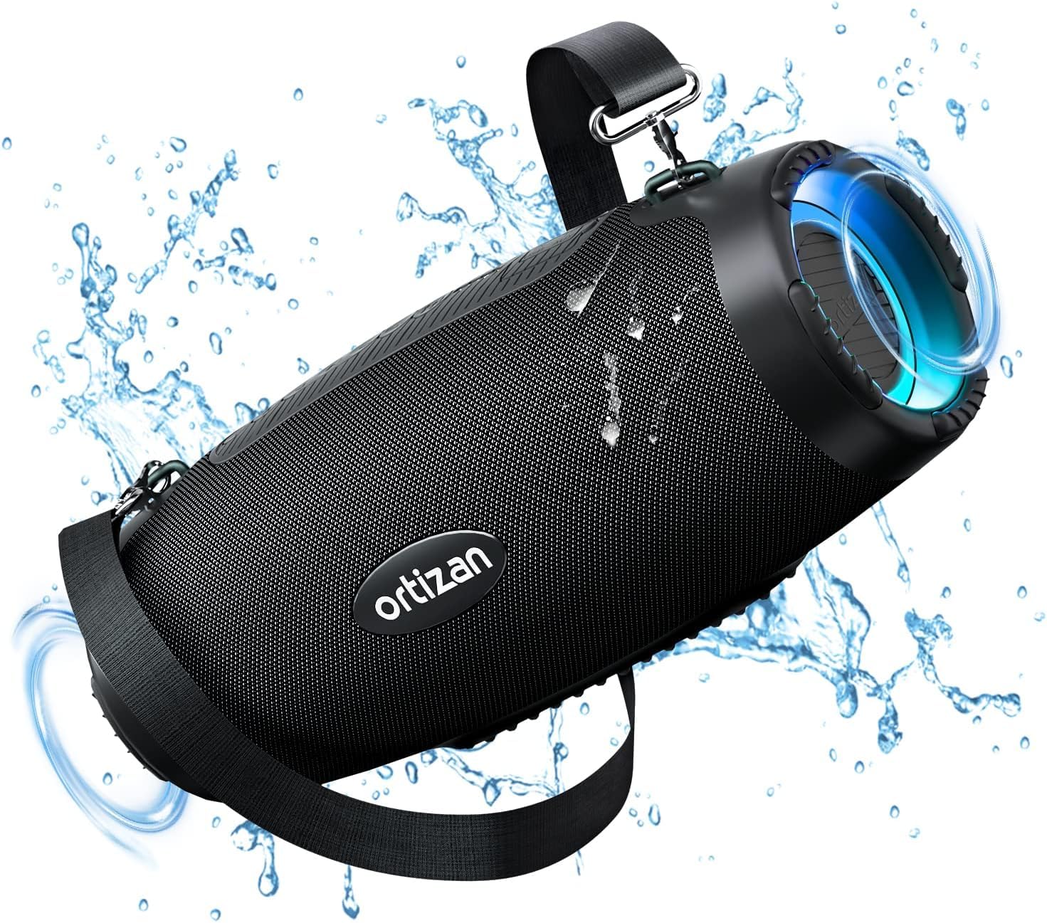 Ortizan 100W Bluetooth Speaker with LED Lights, IPX7 Waterproof Wireless Outdoor Speaker, 20H Playtime, Dual Pairing for Home, Party, Beach, Camping, and Poolside Gatherings
