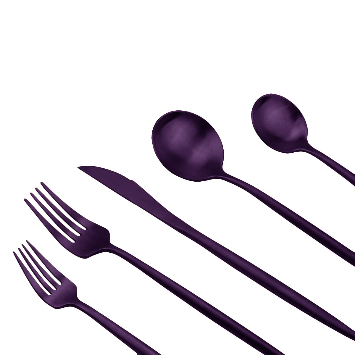 Premium 40-Piece Matte Purple Flatware Set - 304 Stainless Steel Cutlery (8 Place Settings) - Forks, Spoons & Knives - Elegant Dinnerware for Wedding, Christmas Party, Camping & Daily Use - Durable Kitchen Tableware Set