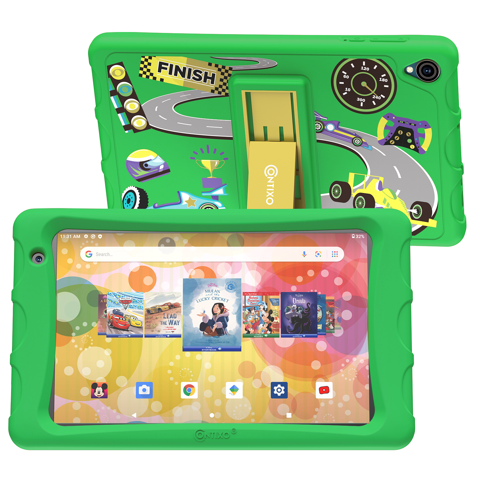 Contixo K80 8 Inch Kids Tablet with Disney eBooks - 2GB RAM, 64GB Storage, Green - Perfect for Learning & Entertainment at Home or Travel