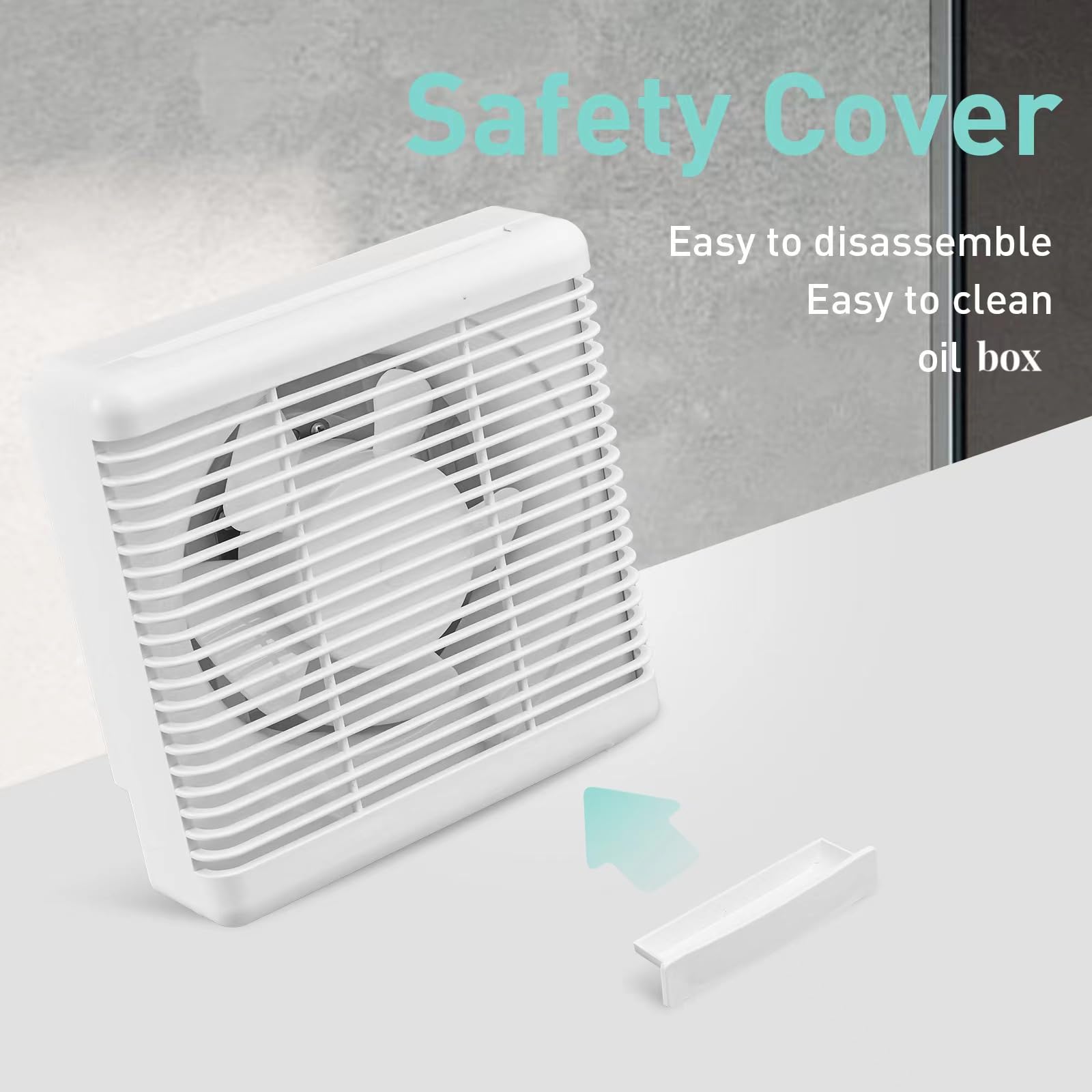 8 Inch Exhaust Shutter Fan - 294 CFM High Power Bathroom Ventilation Fan, 2-Way Reversible Airflow for Kitchen, Attic & Basement | Quiet Window Vent Blower for Home & Commercial Use
