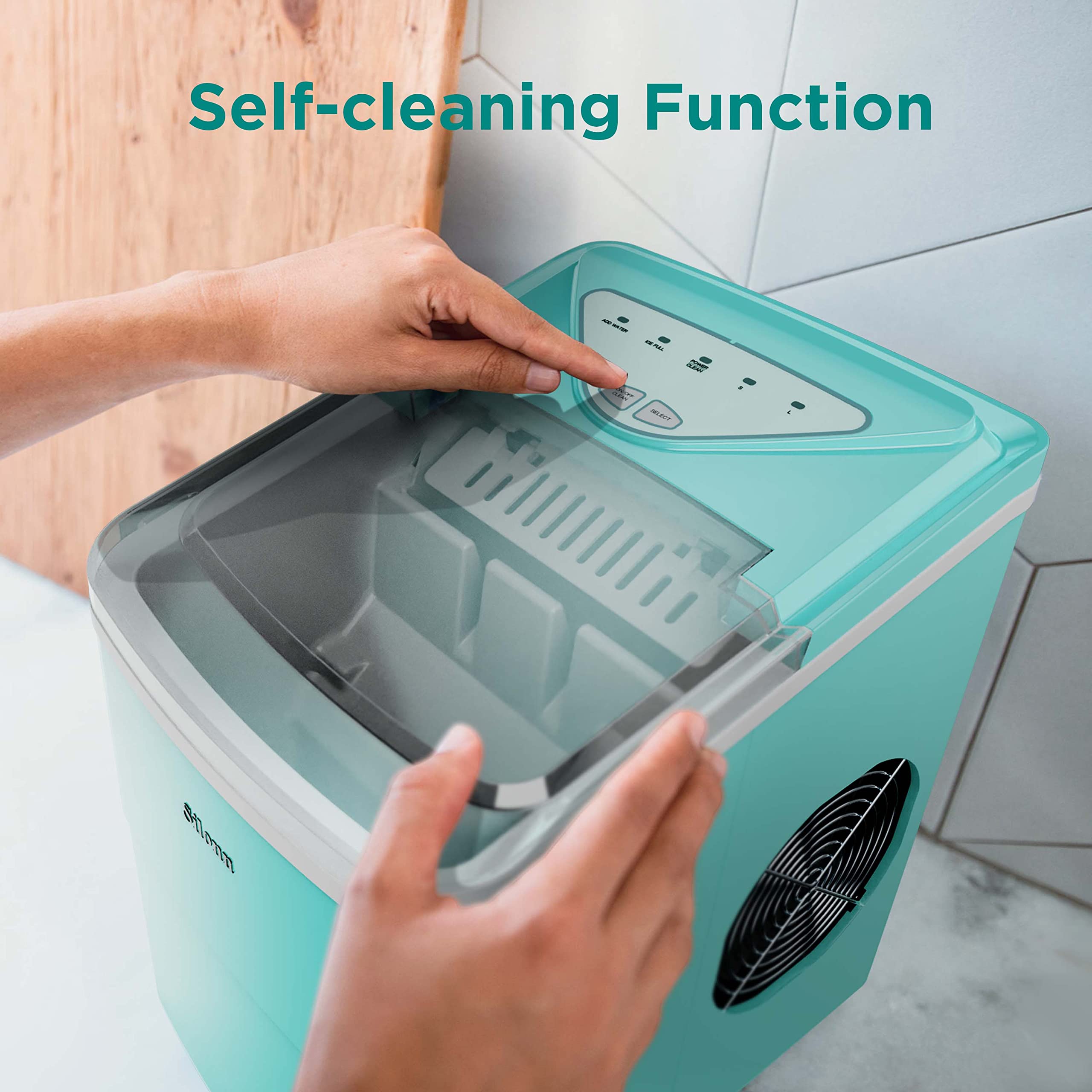 Silonn Countertop Ice Maker - 9 Cubes in 6 Minutes, 26lbs Daily, Self-Cleaning with Scoop & Basket - 2 Ice Sizes for Home, Kitchen, Office, Bar & Parties (Green) - Perfect for Cocktails, Beverages & Entertaining