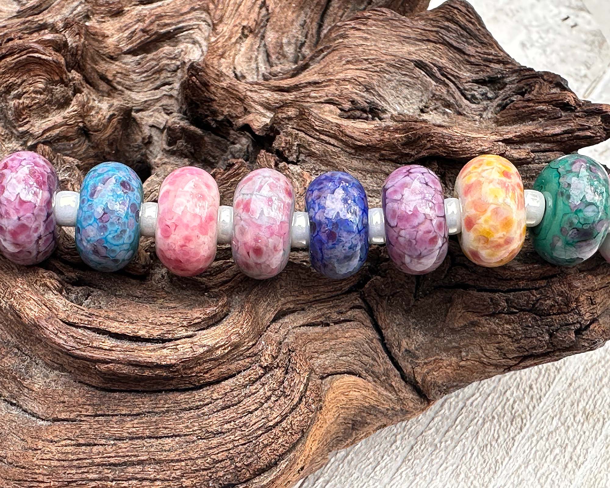 19pcs Candy Pink Lampwork Glass Beads Set for Jewelry Making - DIY Bracelets, Necklaces & Craft Projects - Perfect for Gifts & Home Decor