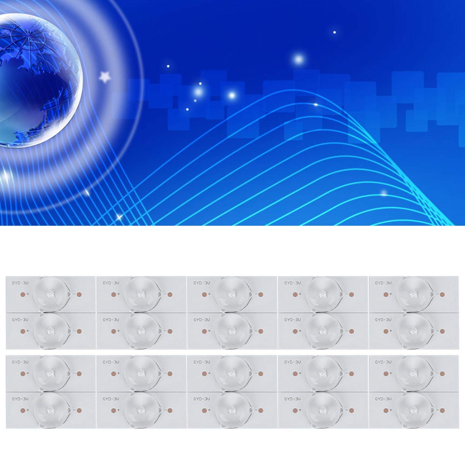 SMD LED Lamp Beads 3V with Fiberglass Board & Concave Lens Filter Strips for LED TV Repair - Pisa Leaning Tower Style | Perfect for Home Theater & Electronics DIY Projects
