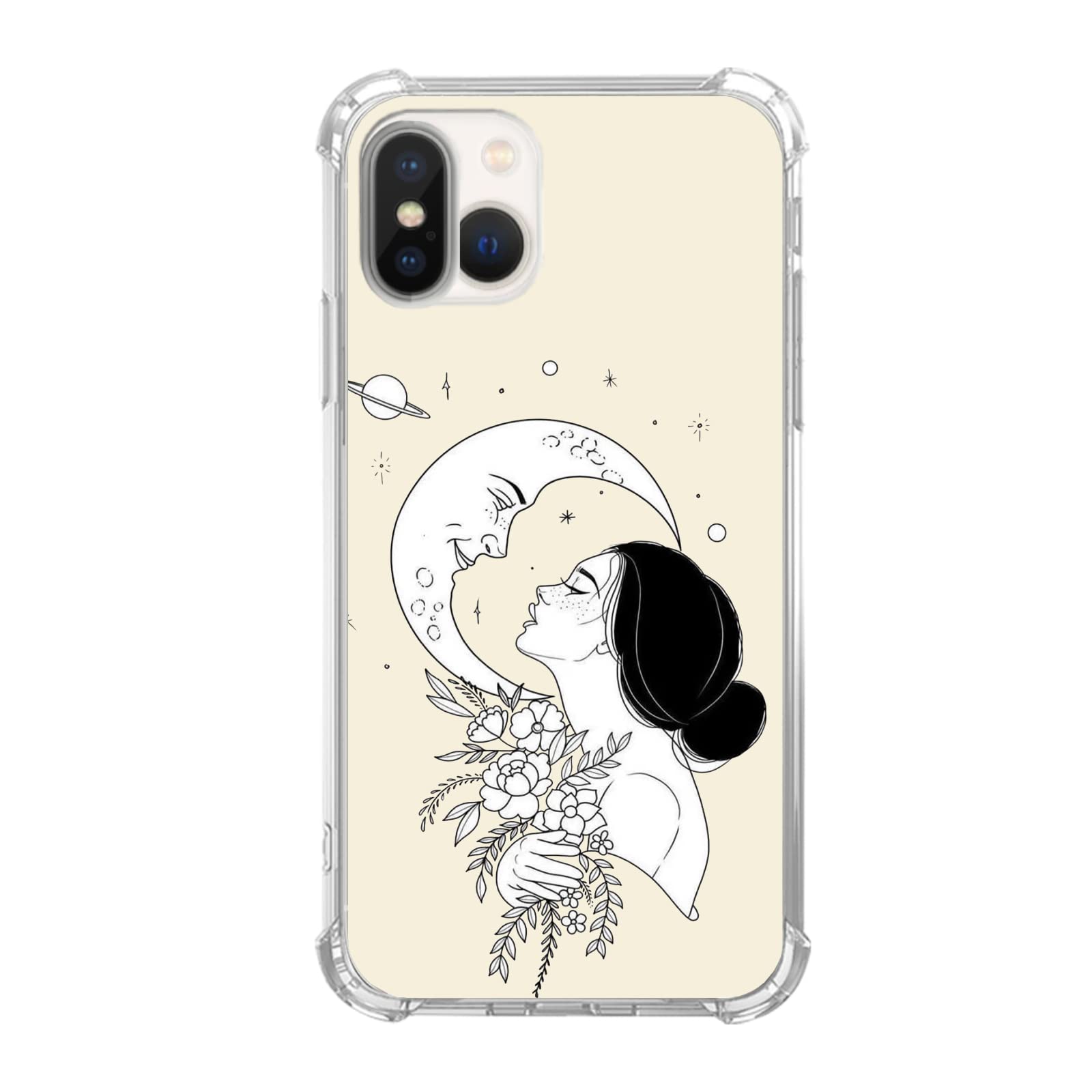 Hippie Moon Art TPU Case for iPhone Xs Max - Trendy Protective Cover for Women & Men | Perfect for Music Festivals, Boho Lovers & Everyday Use