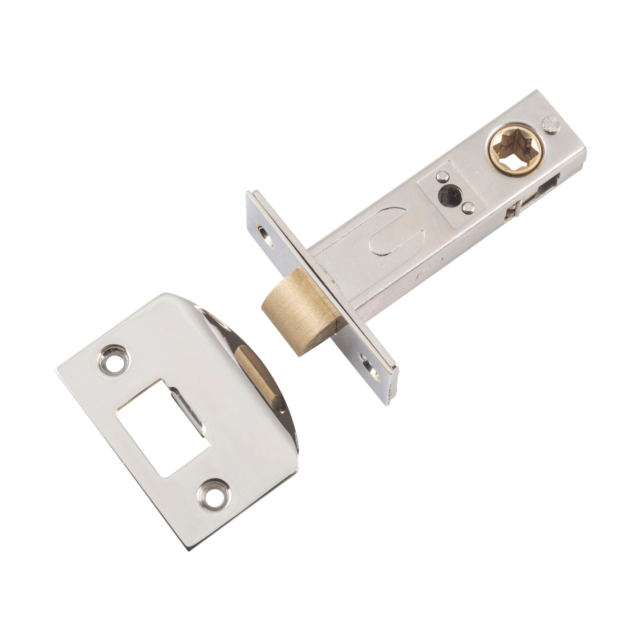 6219 Tube Latch Split Cam 'D' Striker Polished Nickel Backset 60mm - Heavy Duty Door Hardware for Commercial & Residential Use