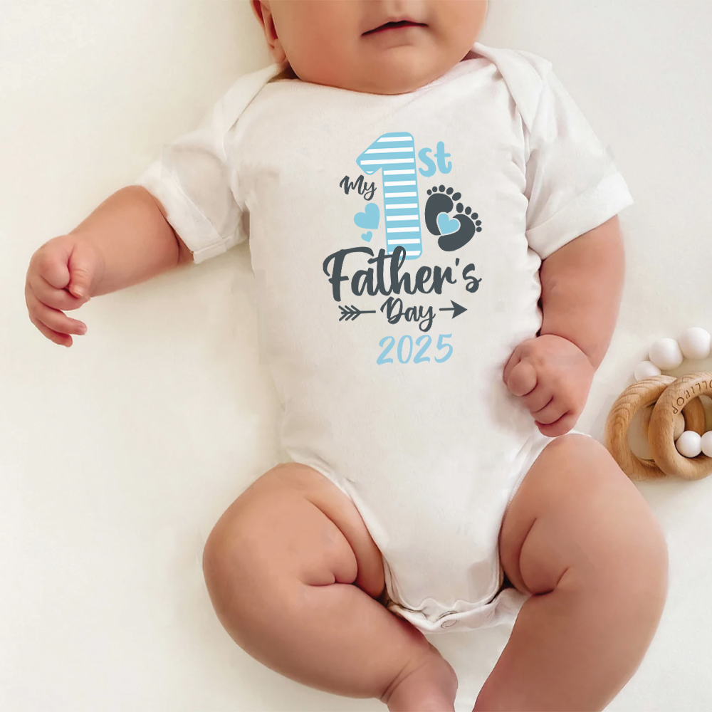 My 1st Father's Day 2025 Baby Bodysuit - Soft Blue Cotton Onesie for Newborns | Perfect First Father's Day Gift & Photo Outfit