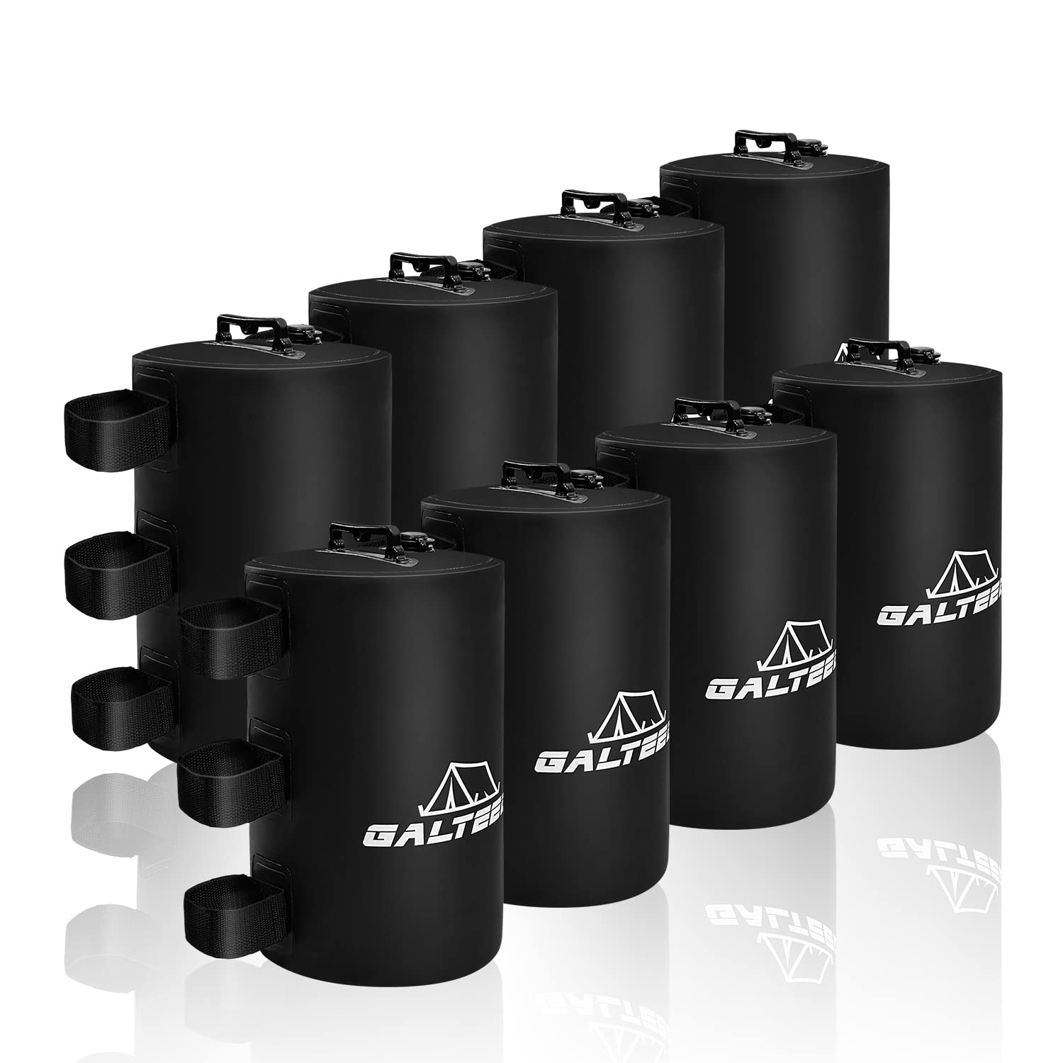 **8-Pack Canopy Water Weights (176LBS Total) - Heavy Duty Tent Weights for Pop Up Canopies, Gazebos & Outdoor Events - Black (10L/PC) - Perfect for Beach, Camping & Backyard Parties**