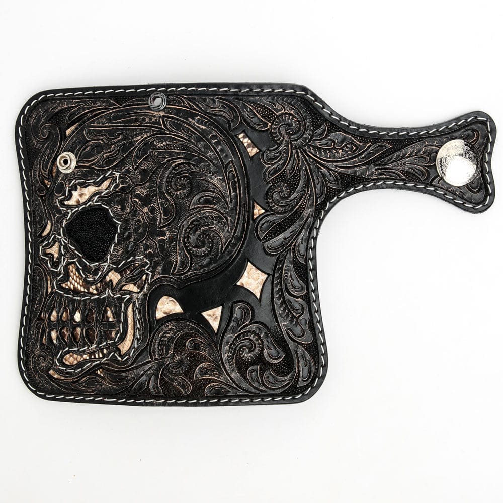 Devil Skull Genuine Leather Tooled Biker Wallet for Men - Handcrafted Gothic Motorcycle Wallet with Chain - Perfect for Bikers, Riders & Rock Fashion Enthusiasts