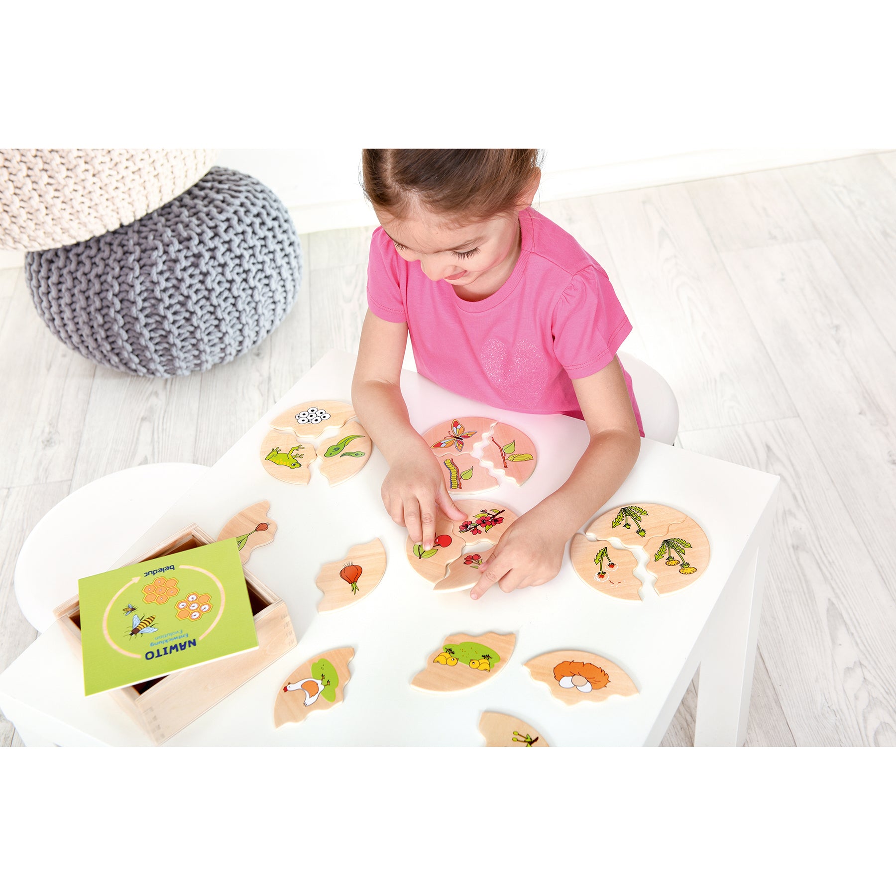 Beleduc Nawito 10 Pack Evolution Wooden Puzzles - 30 Piece Educational Toy for Kids | Perfect for Preschool Learning, Montessori Activities & Family Game Night