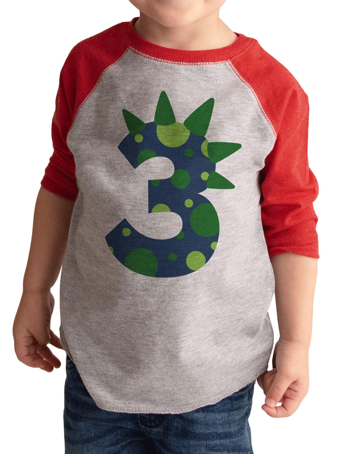 7 ate 9 Apparel Boys Dinosaur Birthday T-Shirt - Cute Dino Graphic Tee for Kids Birthday Party, Red Short Sleeve Cotton Shirt with Age Number - Perfect for Birthday Celebrations, School Events & Playdates