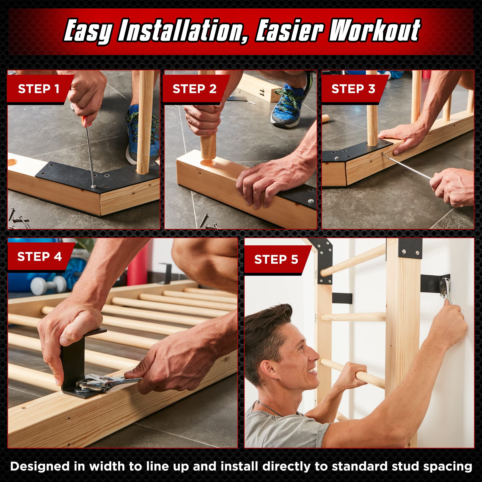 Swedish Ladder Wood Stall Bar - 11-Rung Gymnastic Equipment for Physical Therapy, Back Pain Relief & Scoliosis Exercise | Improve Range of Motion & Strength Training | Perfect for Home Gym, CrossFit & Rehabilitation