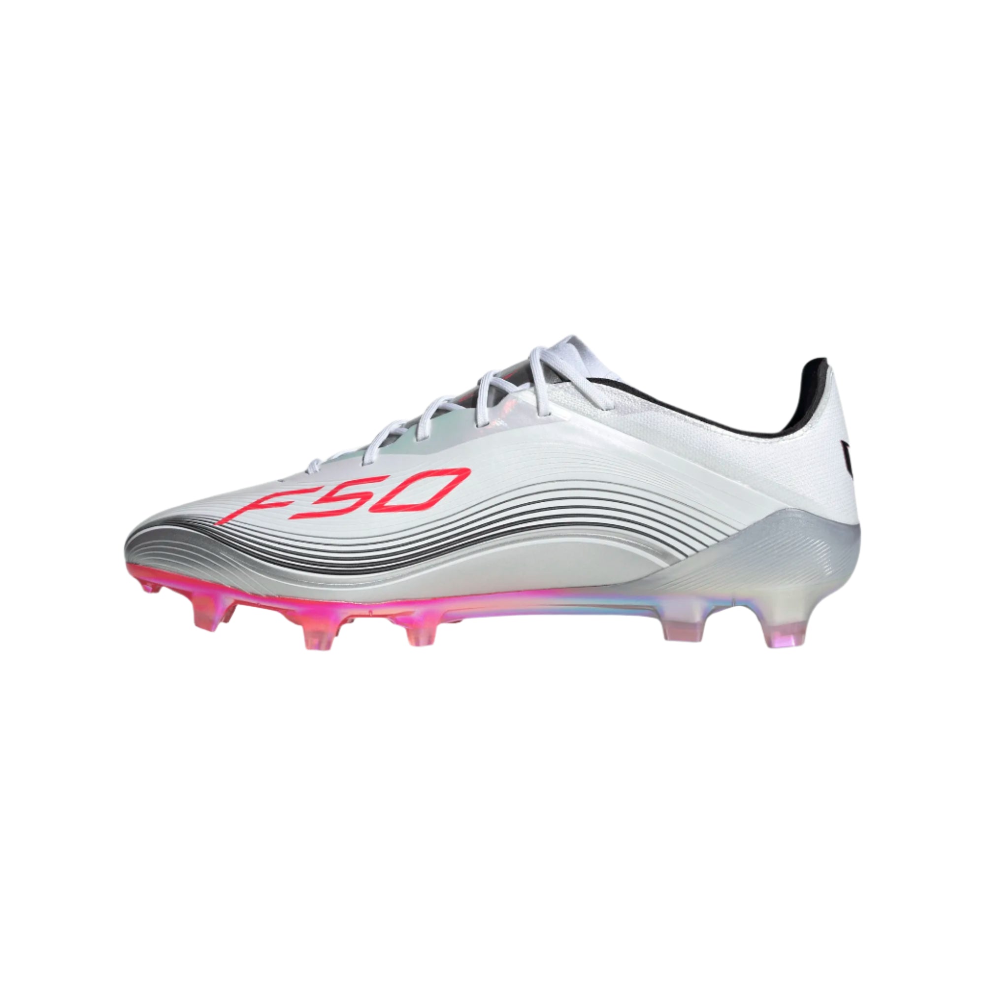 Adidas F50 Messi Elite FG Soccer Cleats for Men - White/Lucid Red/Silver Metallic - Lightweight Football Shoes for Artificial Grass - Perfect for Training & Matches