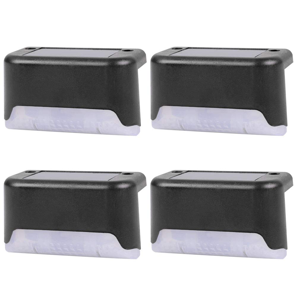 4 Pack Solar Deck Lights Outdoor - Waterproof Solar Powered LED Step Lights for Stairs, Fence, Deck, Patio, Railing & Pathway - Warm White Lighting for Nighttime Safety & Ambience