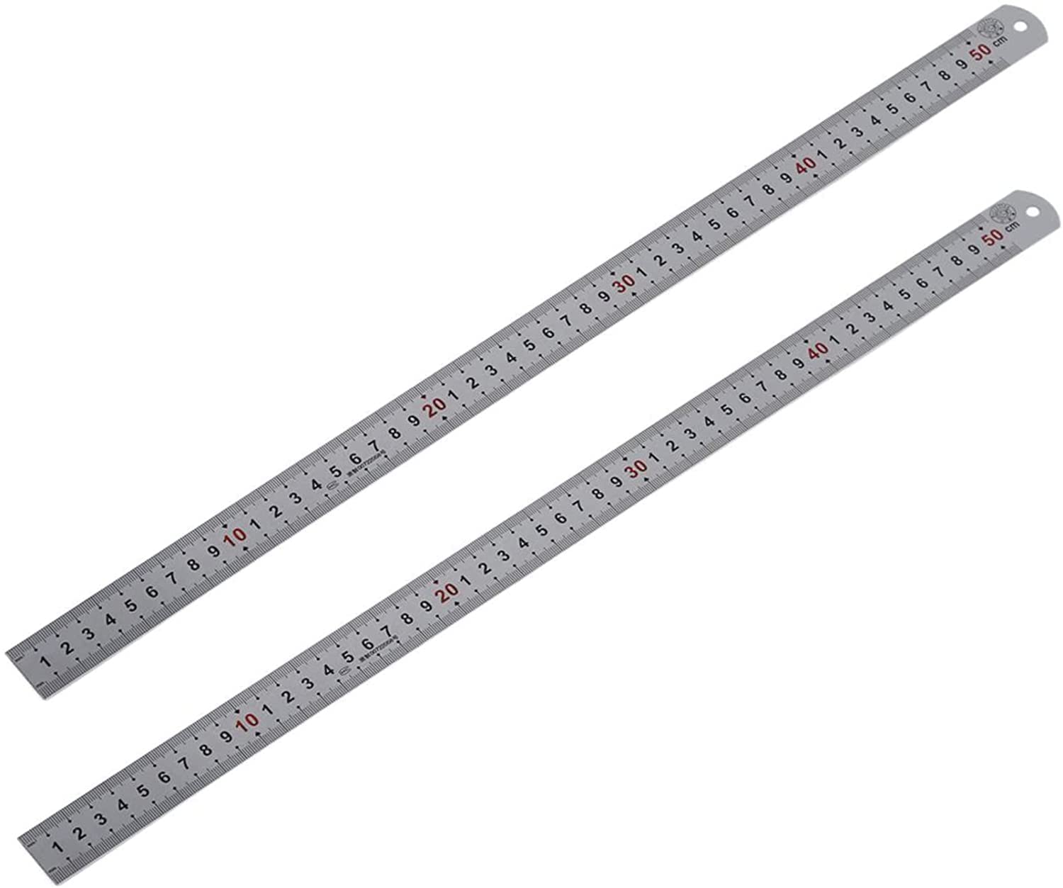 2X Double-Sided Stainless Steel Straight Ruler - 50cm/19.7