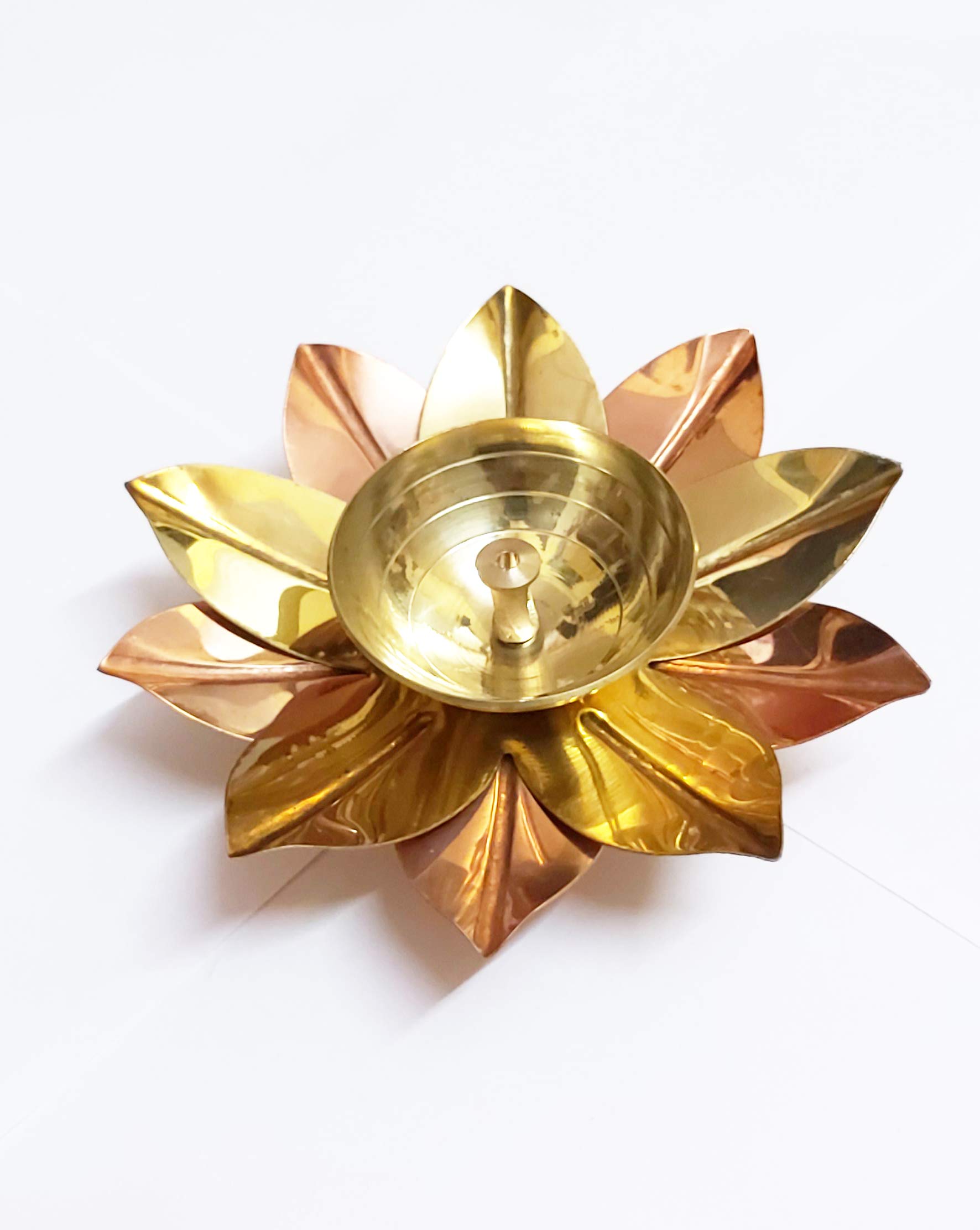 Brass Lotus Kuber Diya - 4 Inch Handmade Oil Lamp for Puja, Home Temple Decor & Spiritual Gifts | Perfect for Diwali, Meditation & Hindu Rituals