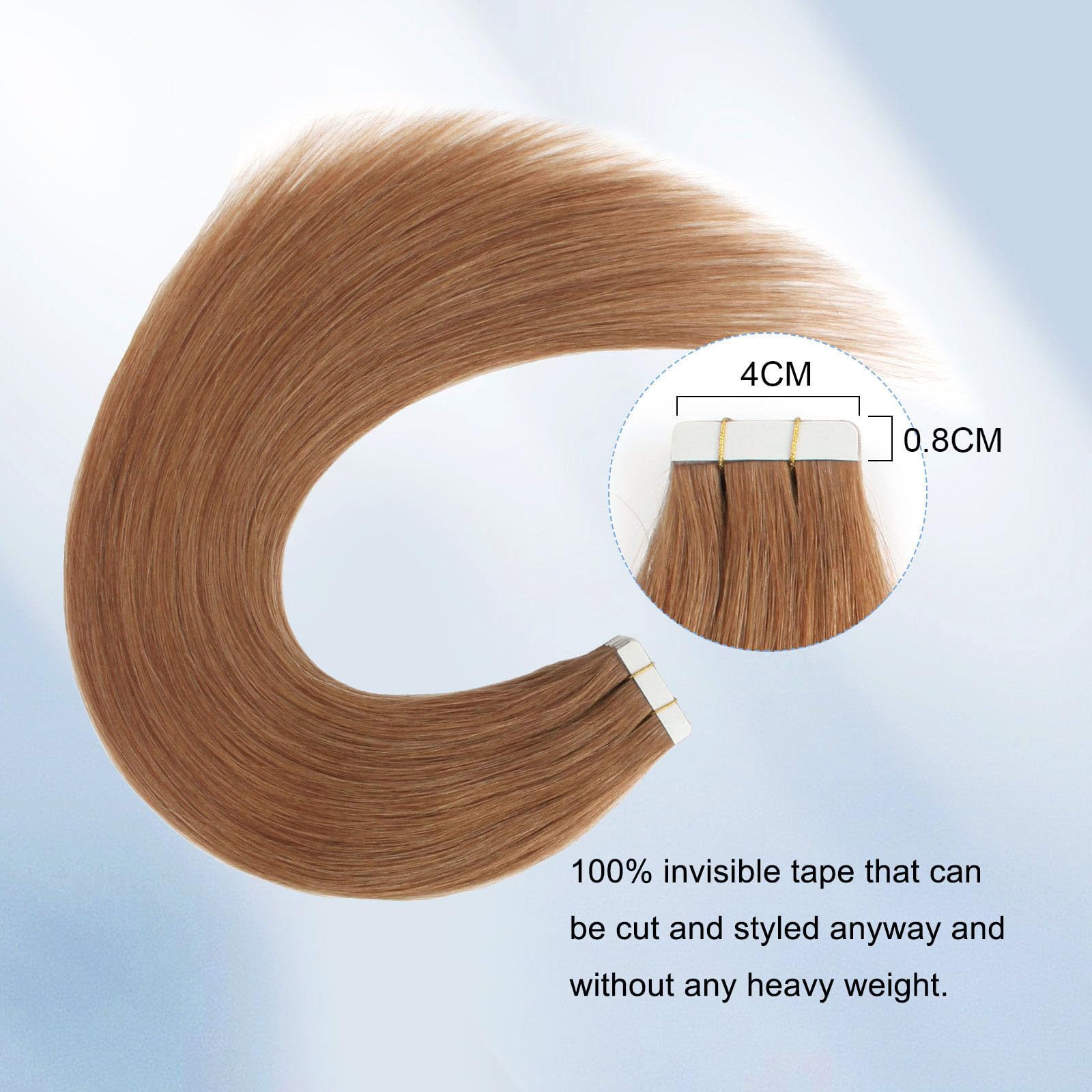 Sixstarhair 18 Inch Tape In Hair Extensions - Thick Full Red Brown Remy Human Hair, Silky Straight for Natural Look | Perfect for Parties, Weddings & Daily Styling