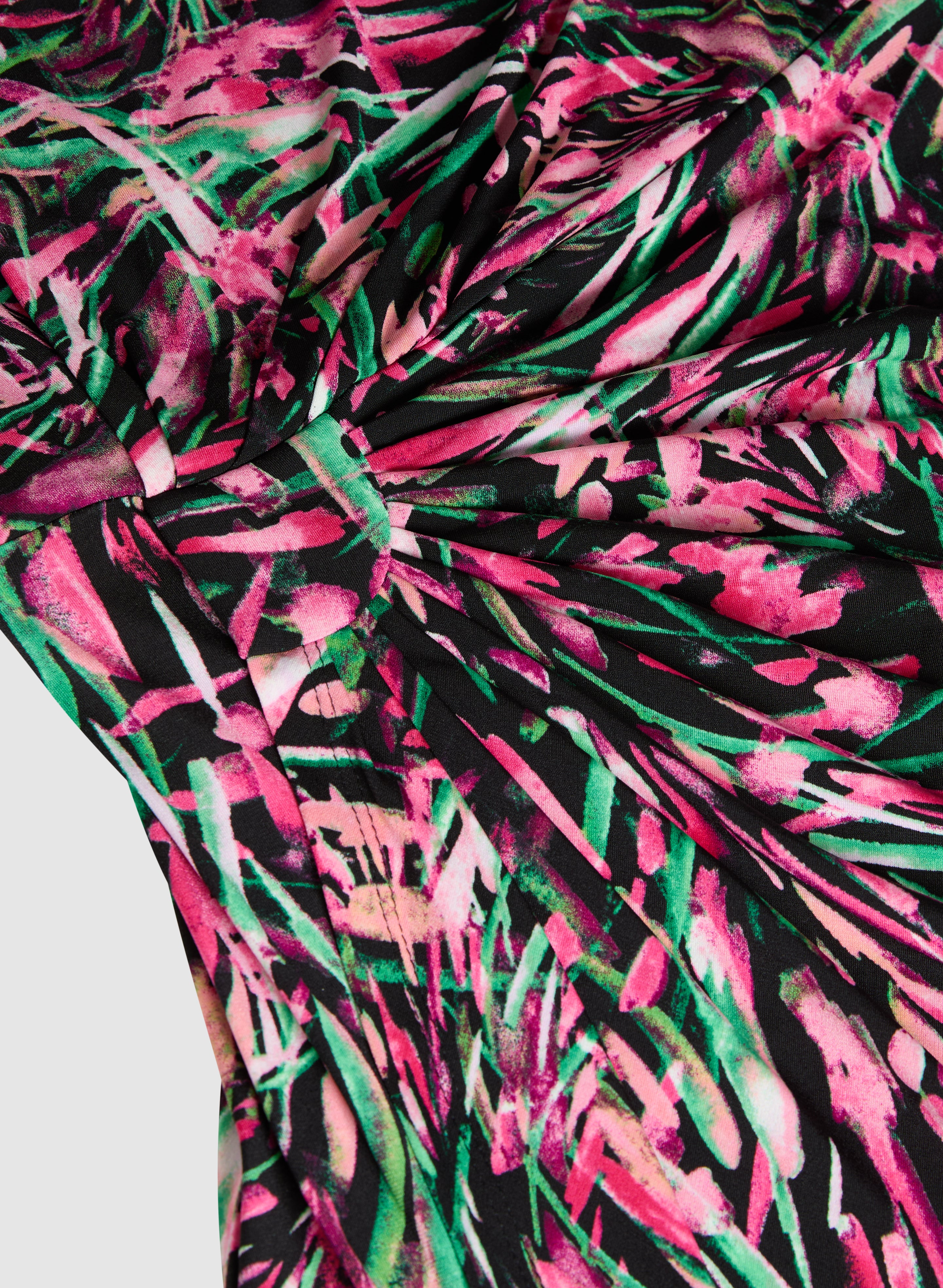 Elegant Abstract Print Draped Maxi Dress for Women | Boho Chic Flowy Party Gown | Perfect for Weddings, Beach Vacations & Evening Events