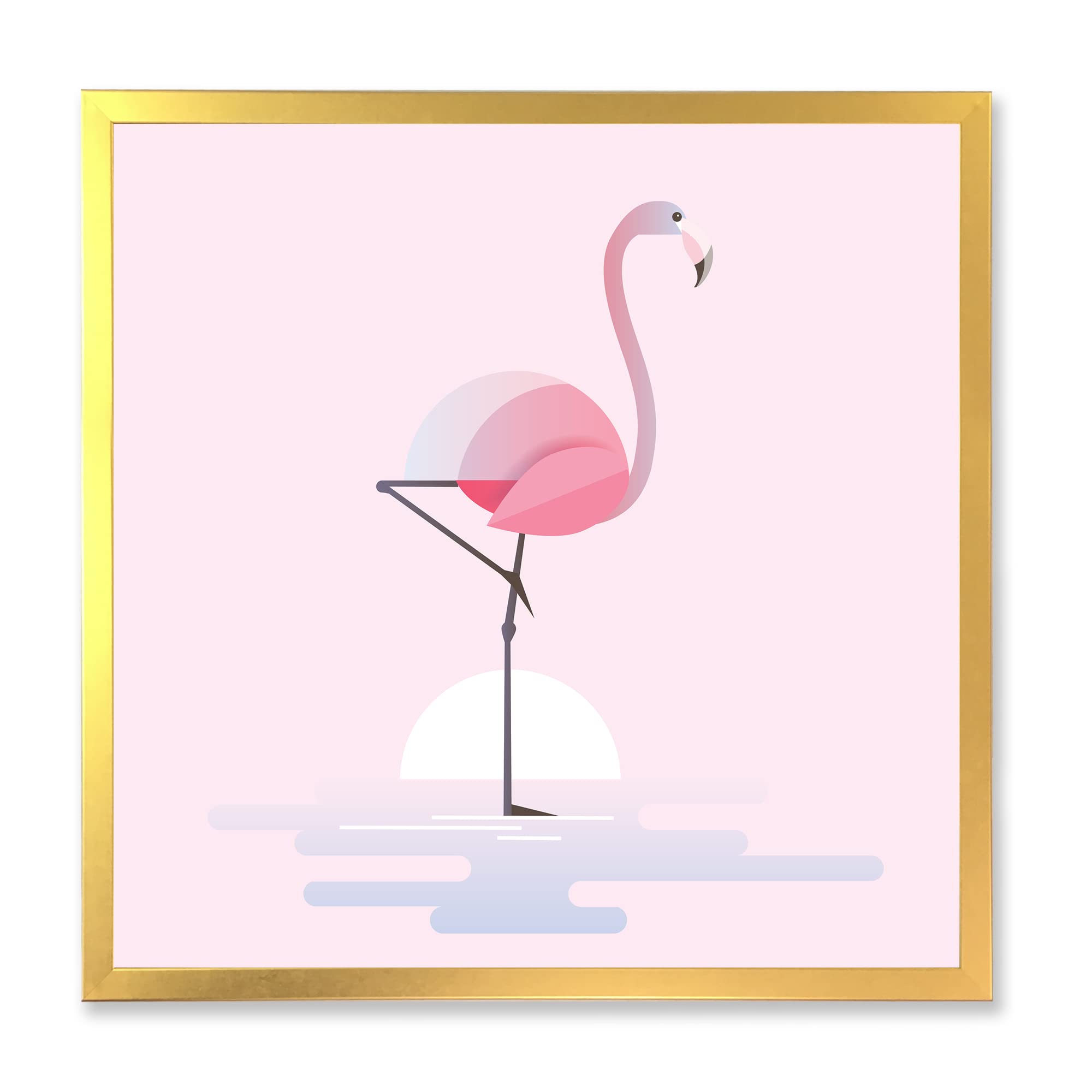 DesignQ Standing Pink Flamingo Framed Wall Art - Tropical Farmhouse Decor for Living Room, Bedroom & Bathroom