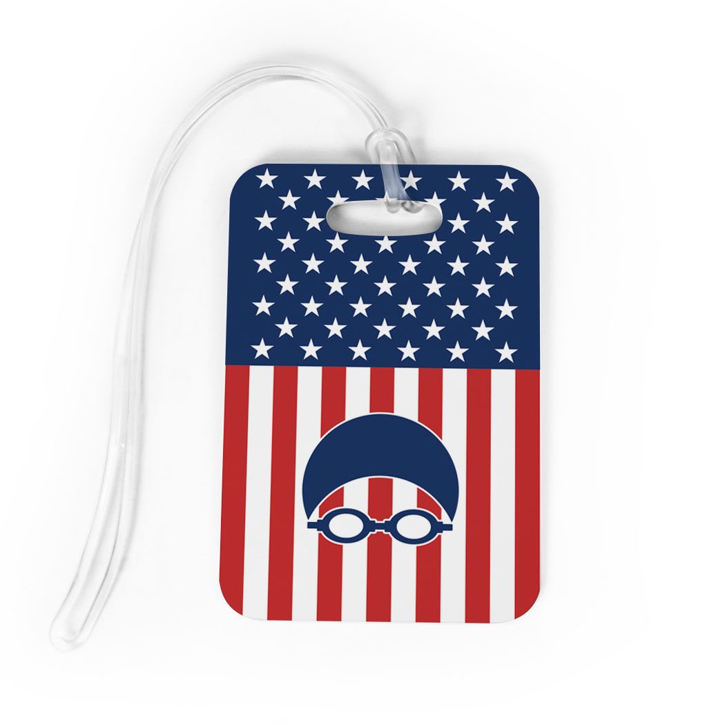 ChalkTalkSPORTS Waterproof Swimming Luggage Tag with Standard Lines - Durable Medium Size Swim Bag Tag for USA Swim Teams - Perfect for Swim Meets, Travel & Poolside Identification