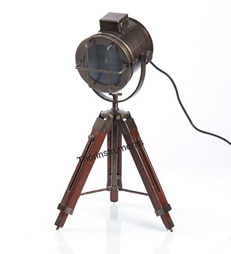 Vintage Nautical Table Lamp with Tripod Stand - Rustic Marine Searchlight for Home Decor, Living Room, Bedroom & Office Lighting - Perfect Gift for Boat & Beach House Lovers
