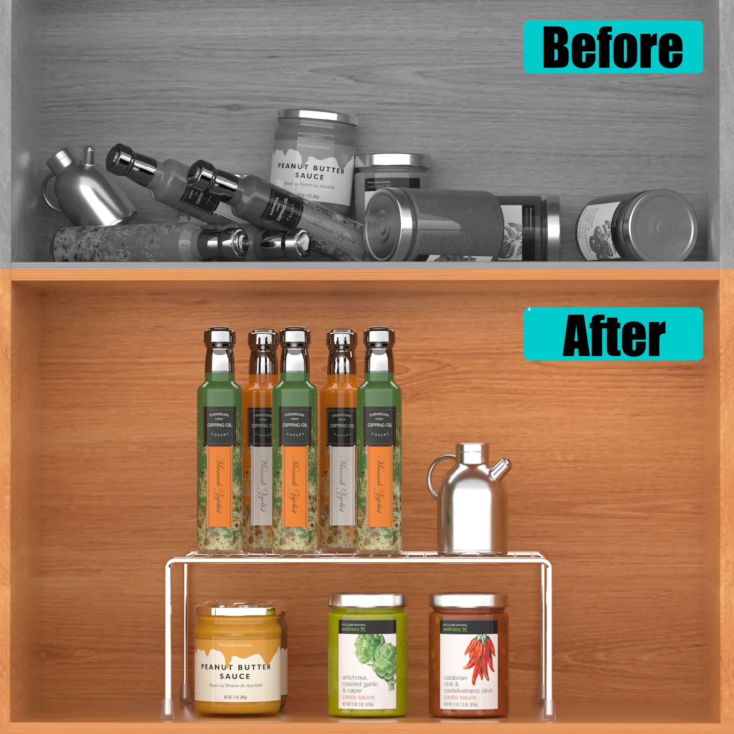 2-Pack Medium Metal Wire Kitchen Cabinet Shelf Organizer (13