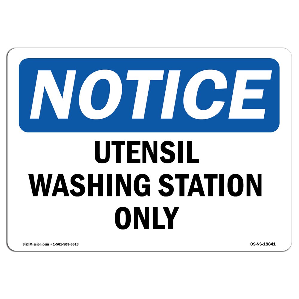 OSHA Compliant Utensil Washing Station Sign | Durable Plastic Safety Sign for Restaurants, Construction Sites & Warehouses | Made in USA | Perfect for Food Service Areas and Workplace Safety Compliance